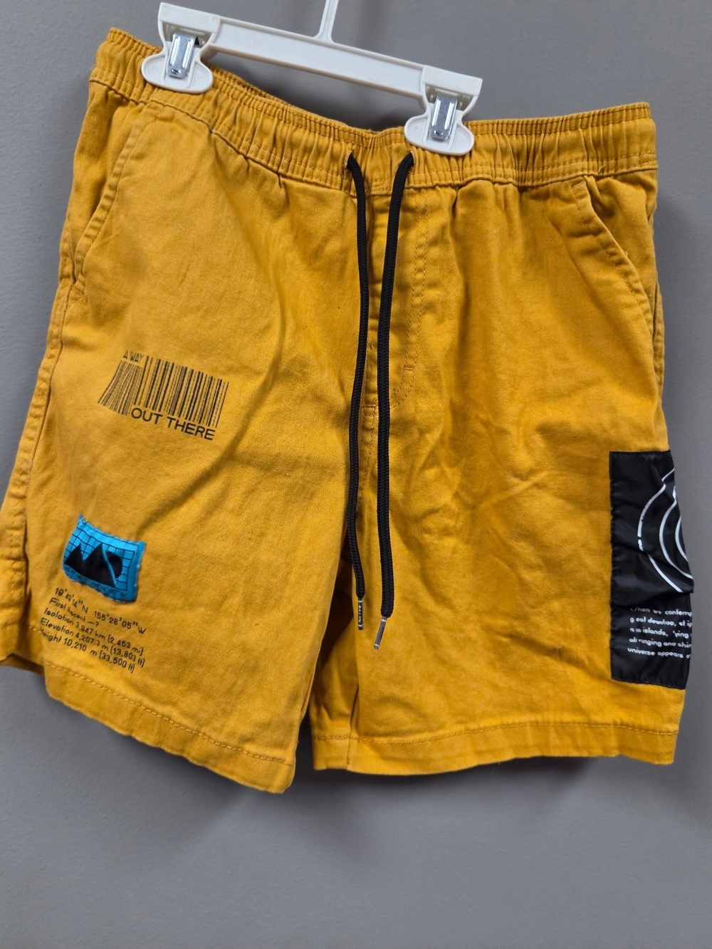Brooklyn Cloth Mustard Yellow Graphic Drawstring Athletic Shorts